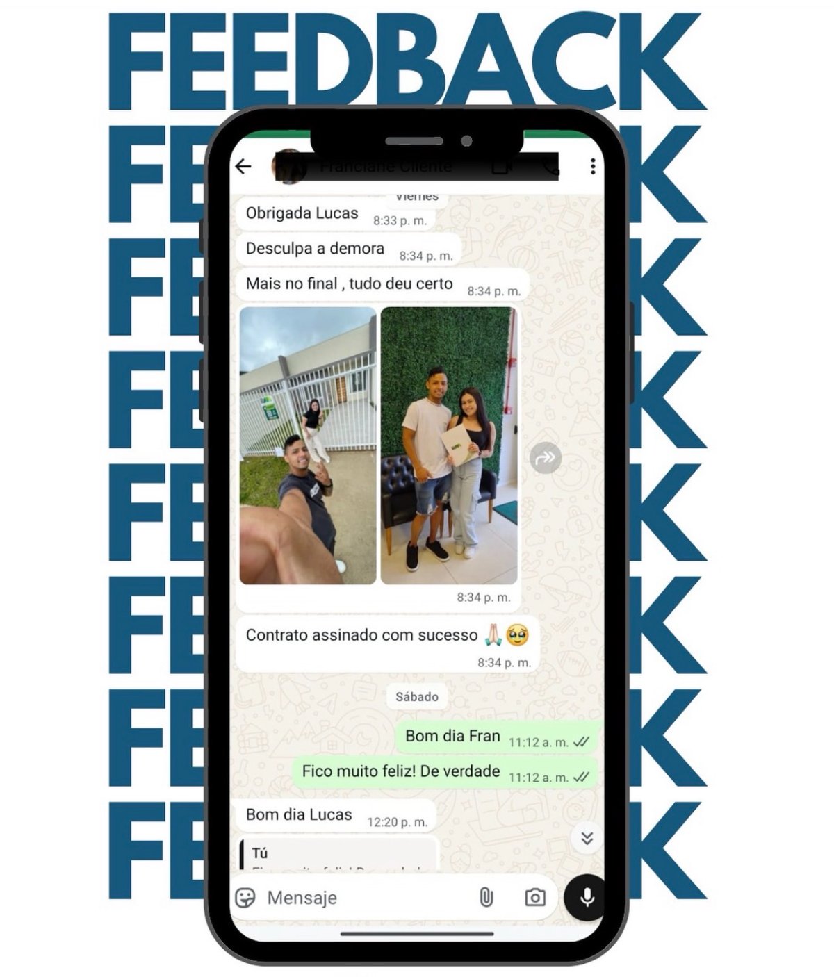 Feedback de cliente - Contrato assinado com sucesso