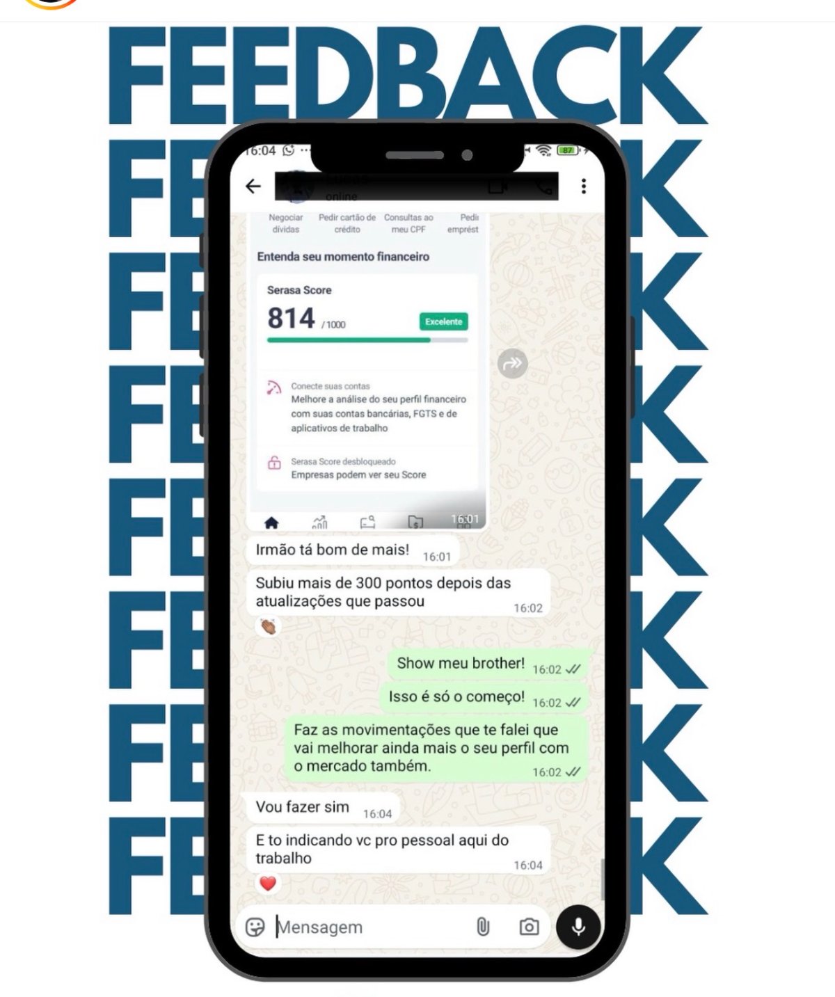 Feedback de cliente - Score subiu mais de 300 pontos
